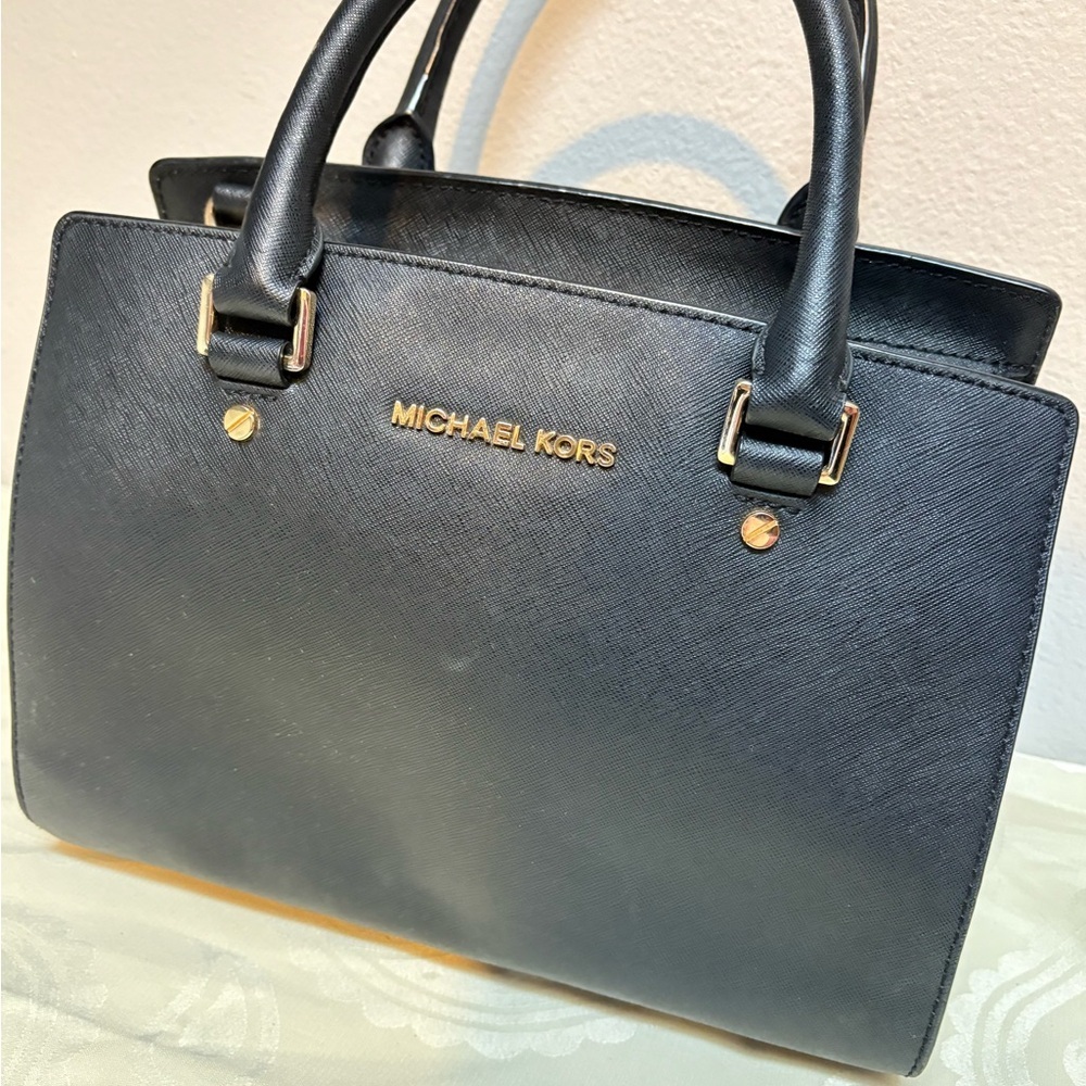 Michael Kors Black Selma Saffiano Leather Satchel - Picture 16 of 16